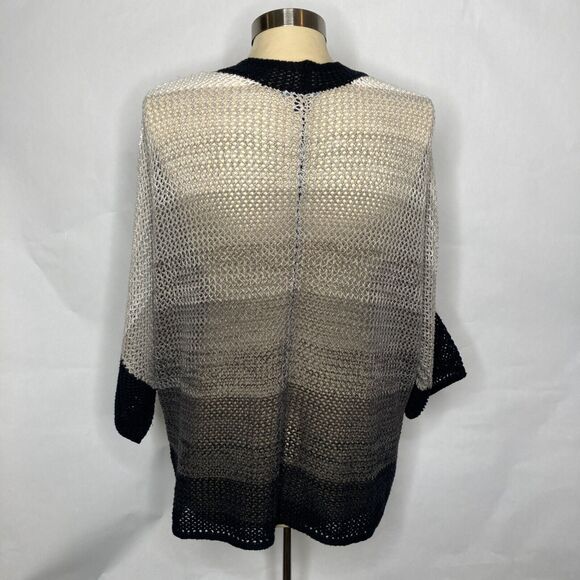 Westbound Wms L Open Front Knit Cardigan Black Gray Ombre Layering Casual Boho - Picture 9 of 9